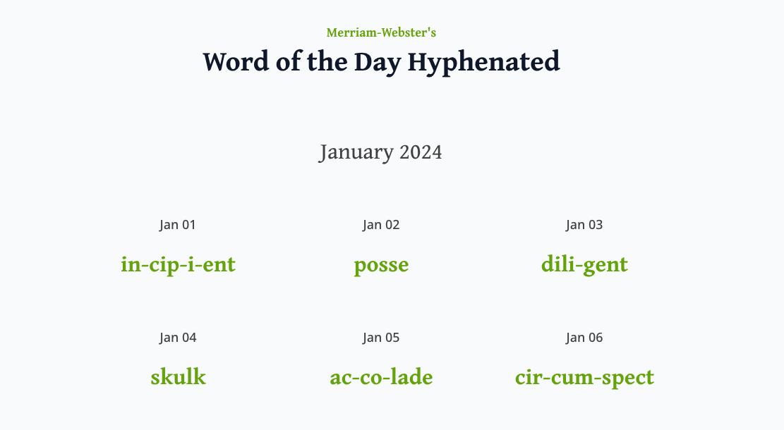 Word of the day page